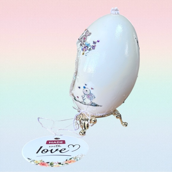 New 𝑯𝒂𝒏𝒅𝒎𝒂𝒅𝒆 Baby Decorative Goose Egg OOAK Gift - Picture 4 of 13